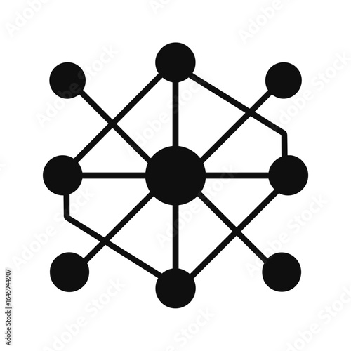 Decentralized node network icon on light background