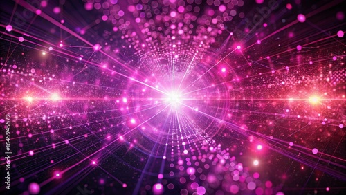 Vibrant digital network expands with bright pink light and glowing connections