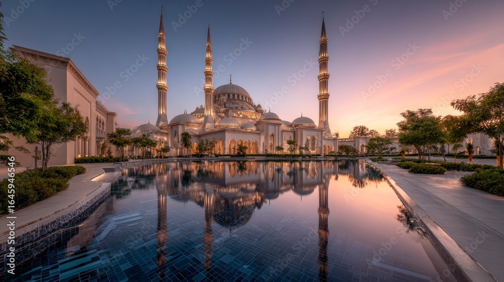 Obraz premium Mosque reflection dawn