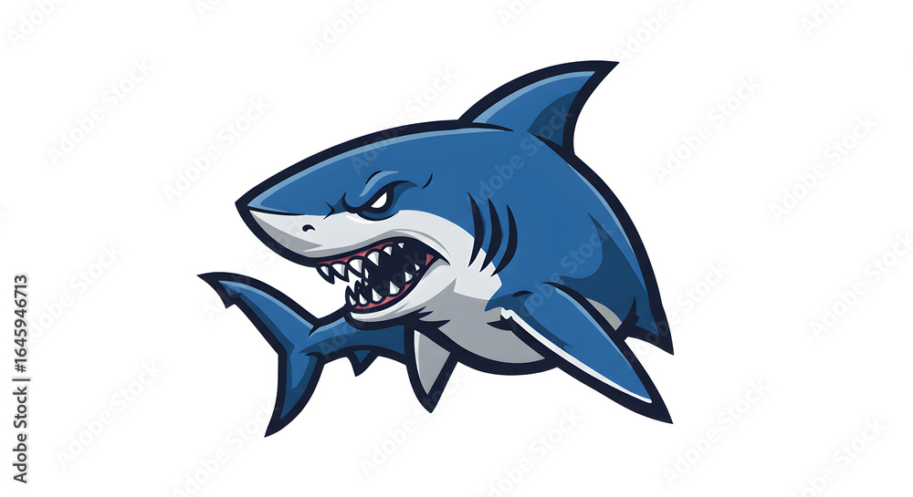 Dynamic and powerful blue shark illustration, perfect as an aggressive animal vector logo, symbolizing strength and the formidable spirit of a marine predator. Dynamic and powerful blue shark illustration, perfect as an aggressive animal vector logo, symbolizing strength and the formidable spirit of a marine predator.