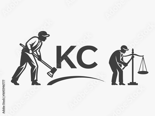 Profile of a man in a baseball cap, featuring the initials "KC" and decorative foliage.