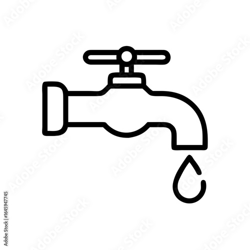 Icon of a water tap with a water droplet, possibly symbolizing water conservation or smart water management