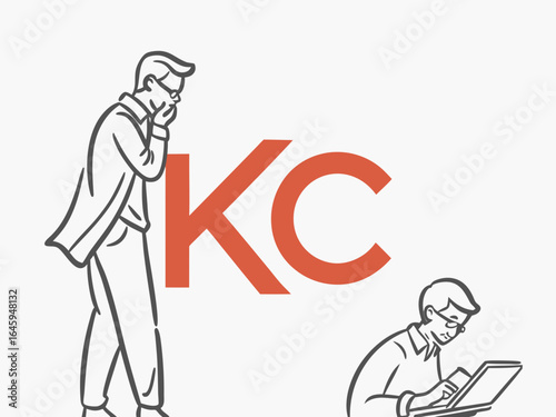 Profile of a man in a baseball cap, featuring the initials "KC" and decorative foliage.