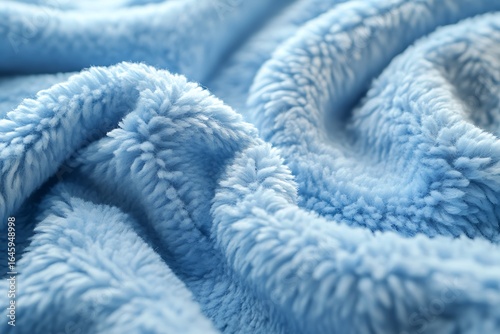 CloseUp of Cuddled Blue Plush Fabric with Soft Texture and Gentle Folds