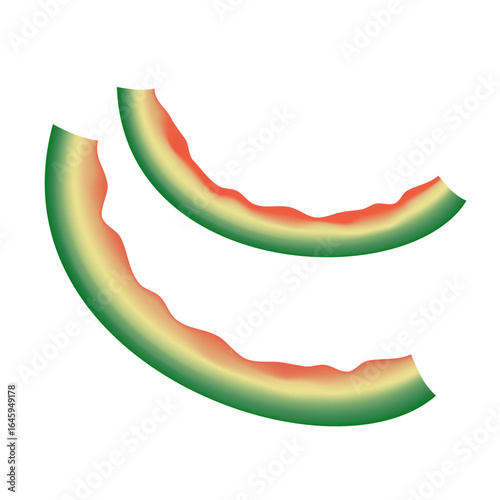 Watermelon rind. Vector 3d clipart isolated on white background.
