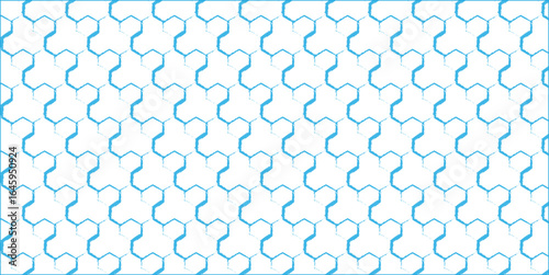 Seamless Blue Geometric Hexagon Pattern Background. This suggests its common use as a visual element in various designs or as a digital wallpaper.