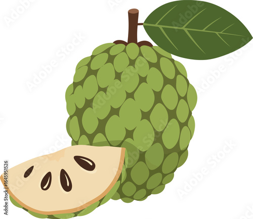 Custard apple fruit slice isolated white background