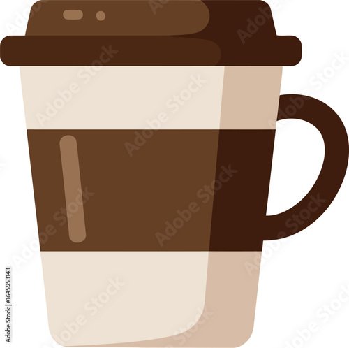 Brown white coffee cup with lid takeaway drink
