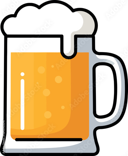 Refreshing beer mug with frothy head