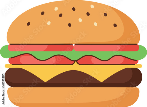 Juicy cheeseburger fast food icon