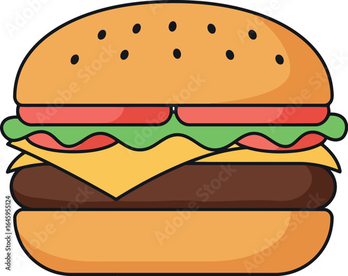Classic cheeseburger flat illustration