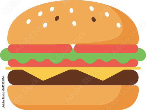 Classic cheeseburger flat illustration