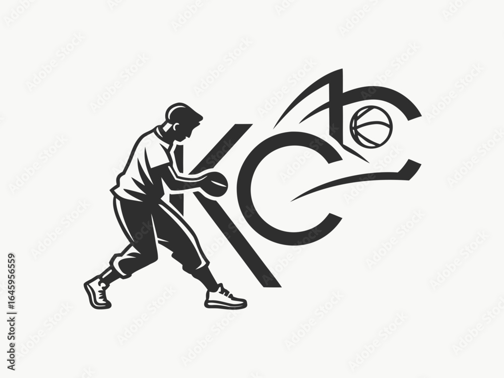 Obraz premium Profile of a man in a baseball cap, featuring the initials 