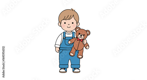 Joyful child embraces beloved teddy bear, embodying childhood innocence and comfort
