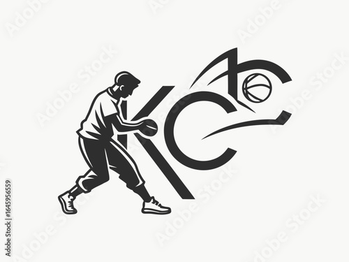 Profile of a man in a baseball cap, featuring the initials "KC" and decorative foliage.