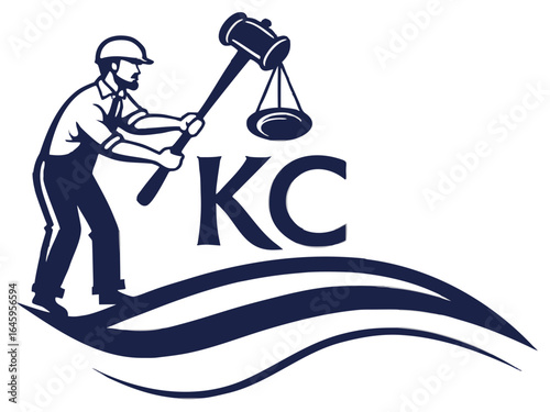 Profile of a man in a baseball cap, featuring the initials "KC" and decorative foliage.