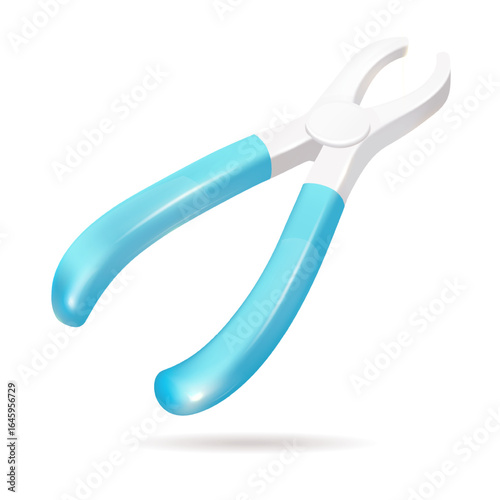 Dentist s forceps for tooth extraction with blue handles on a white background,
