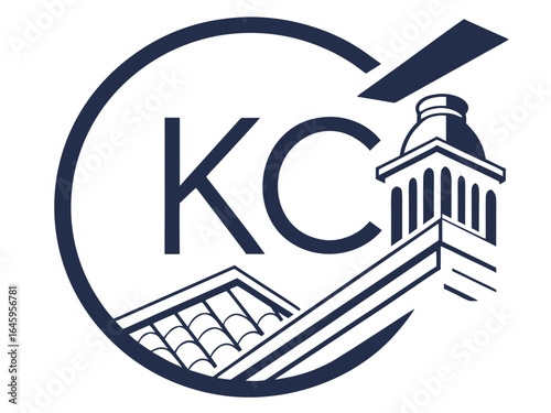 Profile of a man in a baseball cap, featuring the initials "KC" and decorative foliage.
