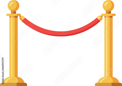 Golden stanchions with red rope barrier