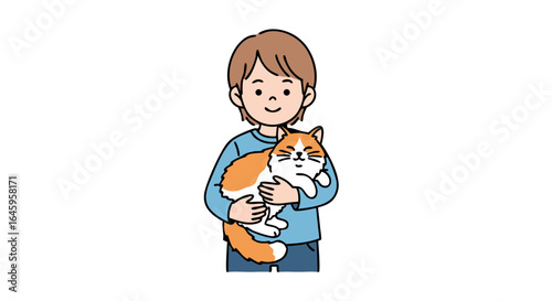 Joyful child embraces fluffy cat, creating heartwarming moments of companionship and love