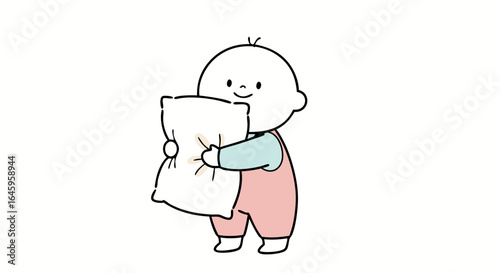 Adorable baby hugging a soft pillow, embodying comfort, sleep, and innocent joy.