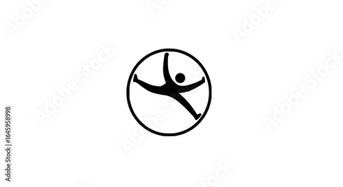 Person in a wheel minimalist black and white icon