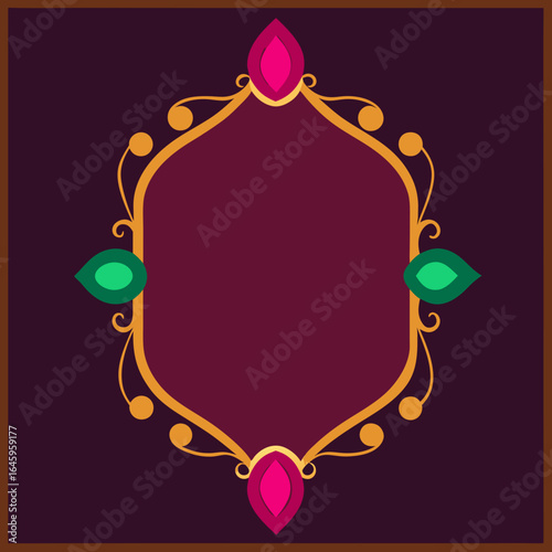 Ornate decorative frame with gemstones and swirls