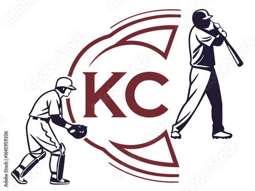 Profile of a man in a baseball cap, featuring the initials "KC" and decorative foliage.