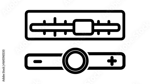 Black and white line art vector illustration of two horizontal sliders for settings and volume control, ideal for user interface design.