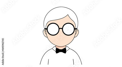 Cute character with glasses and bow tie, perfect for educational resources and children's content