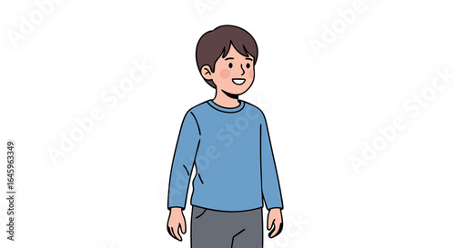 Cheerful young boy smiling, a friendly face for educational or lifestyle content, originally from a vector graphic
