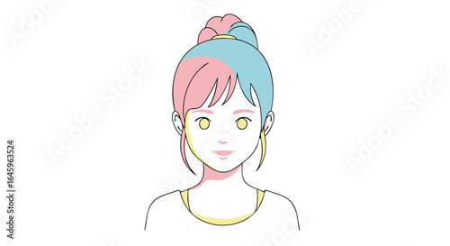 Stylish woman with unique hair color in modern design, a fresh take on beauty and individuality