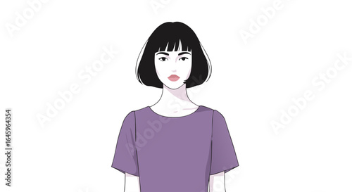Modern woman with a stylish bob haircut, radiating effortless beauty and confident simplicity in design