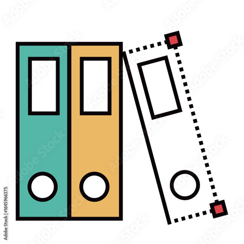 Vector icon of office binders representing digital document creation and organization. Editable file and data management concept.