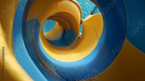 Water park slide tunnel inside view