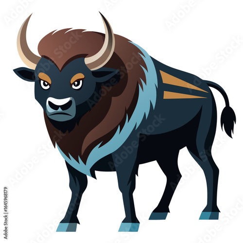 Tableau sur toile Sleek Bison Vector Design White Background