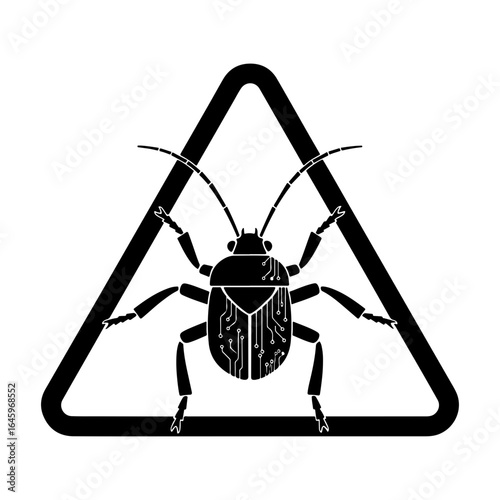 A triangular warning sign featuring a bug to alert people about potential pest or insect infestation