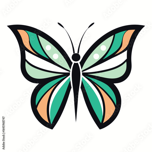 Sleek Butterfly Vector Design White Background