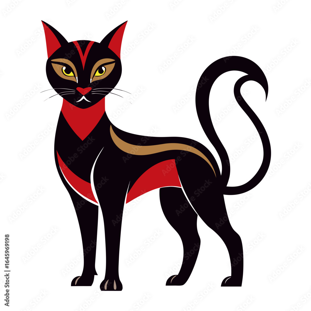 Obraz premium Sleek Cat Vector Design White Background