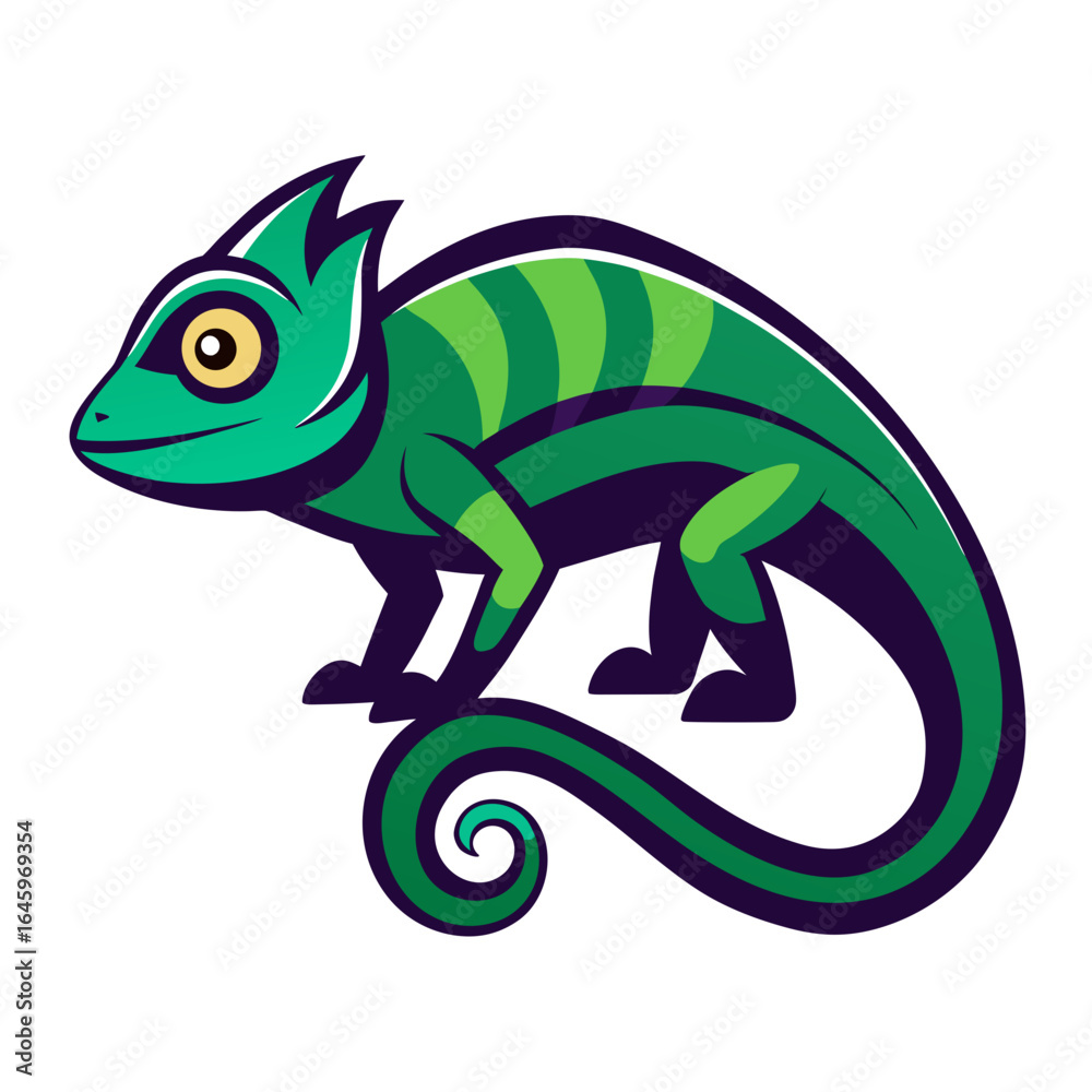 Fototapeta premium Sleek Chameleon Vector Design White Background