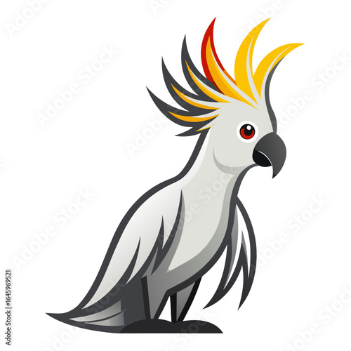 Sleek Cockatoo Vector Design White Background