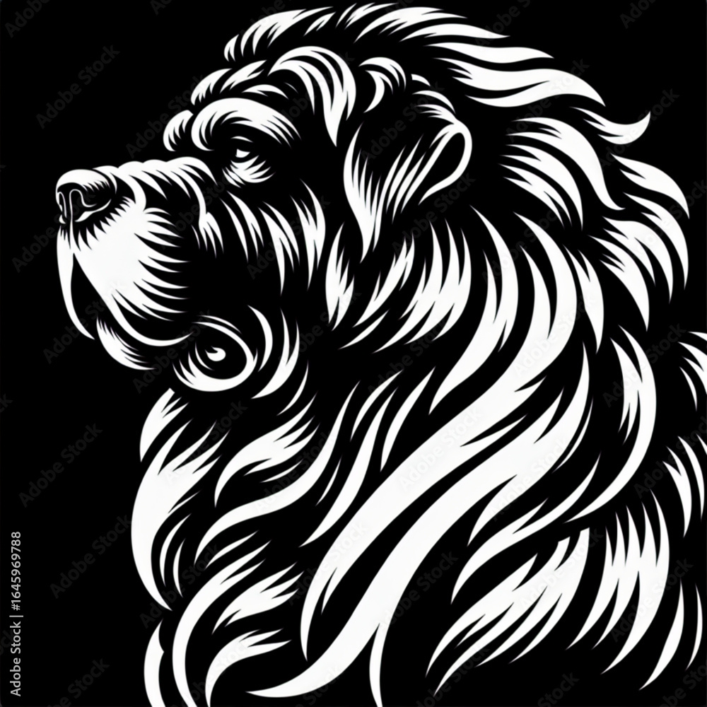 custom made wallpaper toronto digitalMajestic Dog Silhouette: An artistic rendering of a noble dog, showcasing intricate linework that accentuates the kingly profile. The image conveys strength, courage.