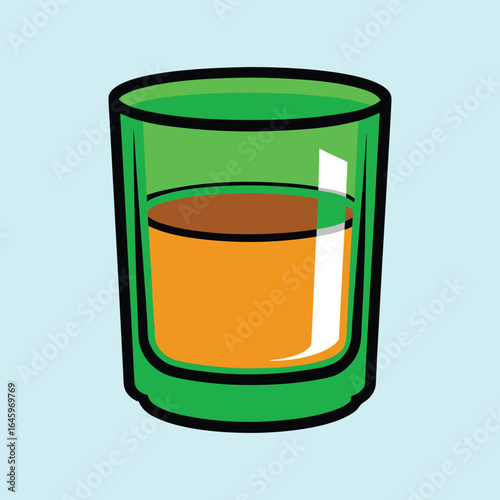 Illustration of a shot glass with a light green rim and contents