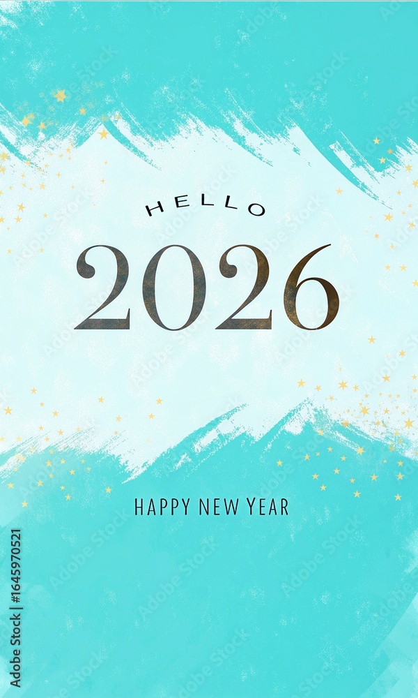 Naklejka premium Happy New Year 2026 greeting card with watercolor background. Vector illustration.