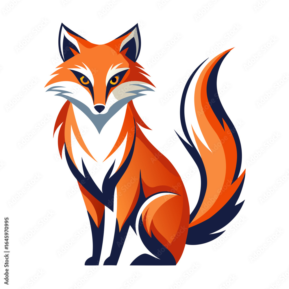 Fototapeta premium Sleek Fox Vector Design White Background