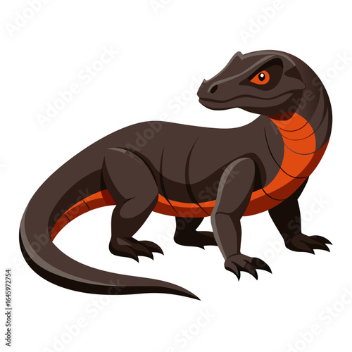 Sleek Komodo Dragon Vector Design White Background