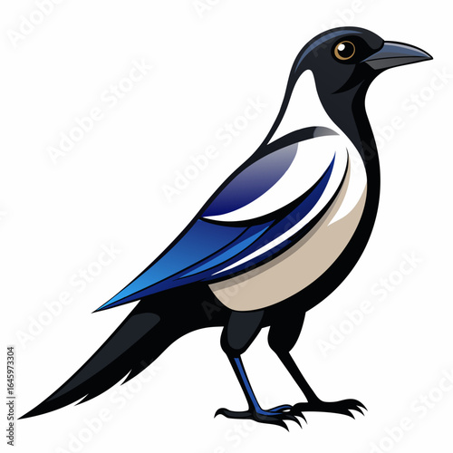 Sleek Magpie Vector Design White Background