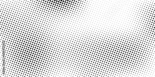 Dotted gradient vector illustration, white and black halftone background, horizontal seamless dotted lines, monochrome dots texture backdrop, retro effect. modern