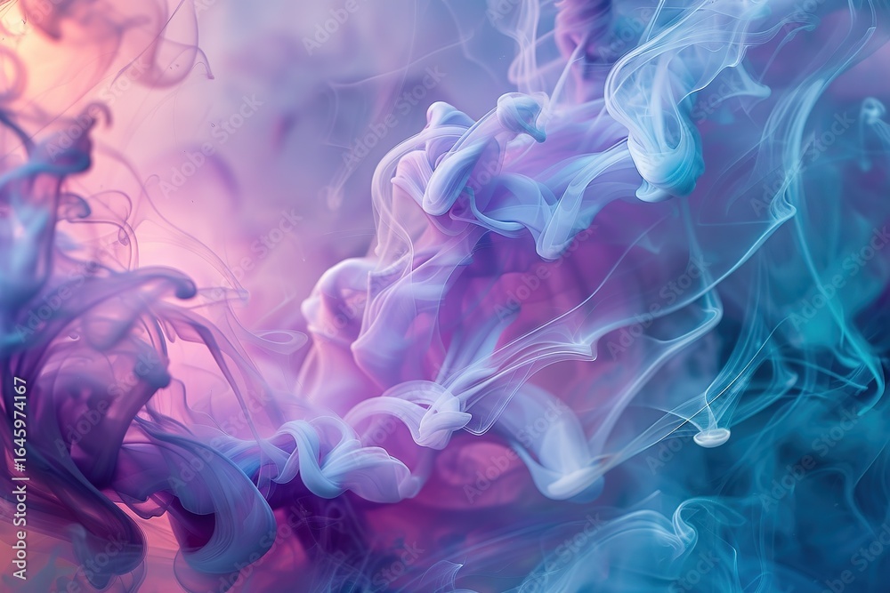 Fototapeta premium Abstract purple blue ink swirls background