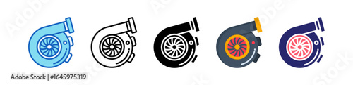 Turbo Engine Multiple Style Icon Set Collection. 